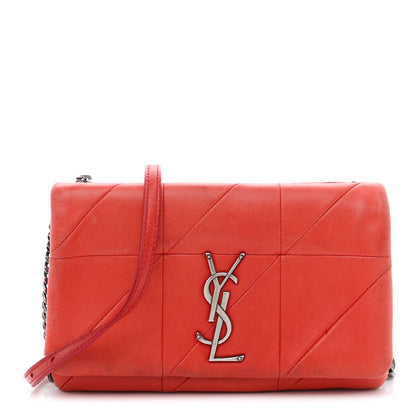 Saint Laurent Lambskin Patchwork Monogram Jamie Chain Wallet Red 1 of 11