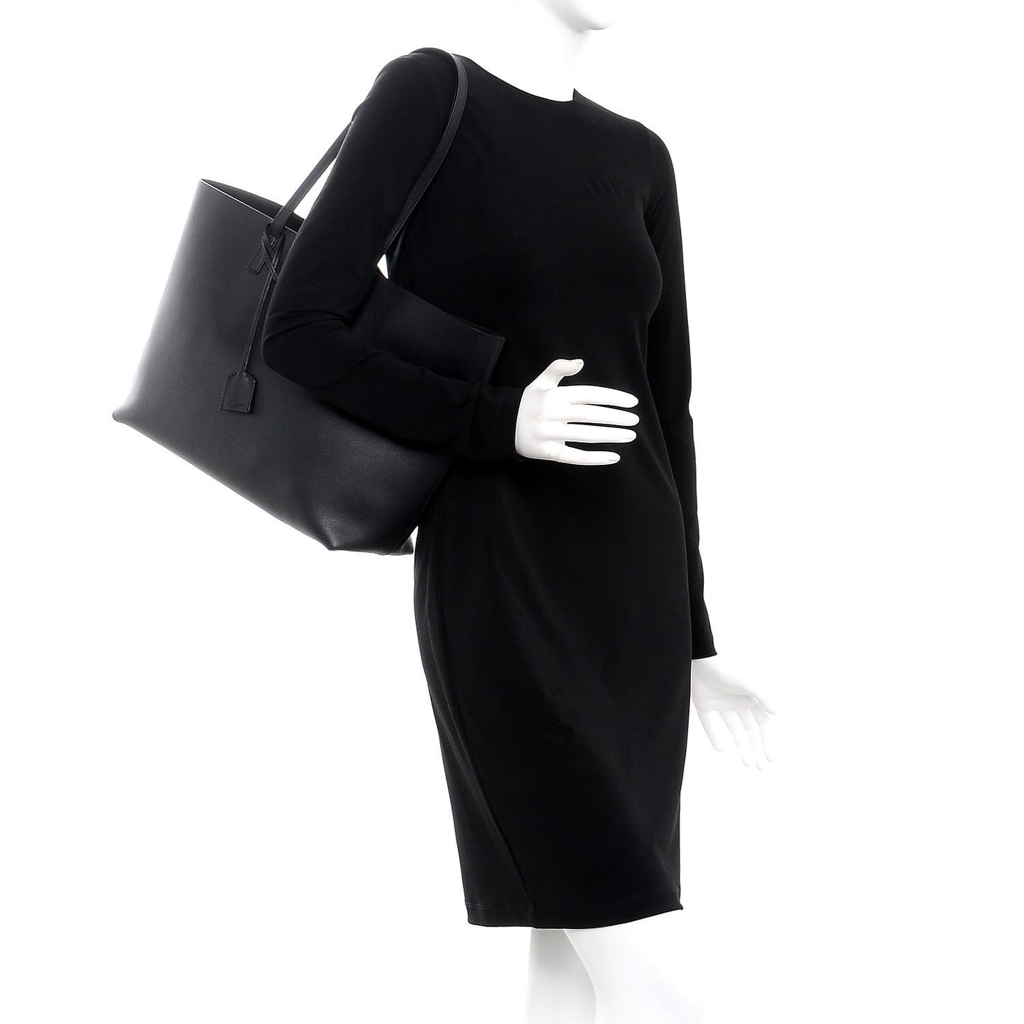 Calfskin Large Shopping Tote Black