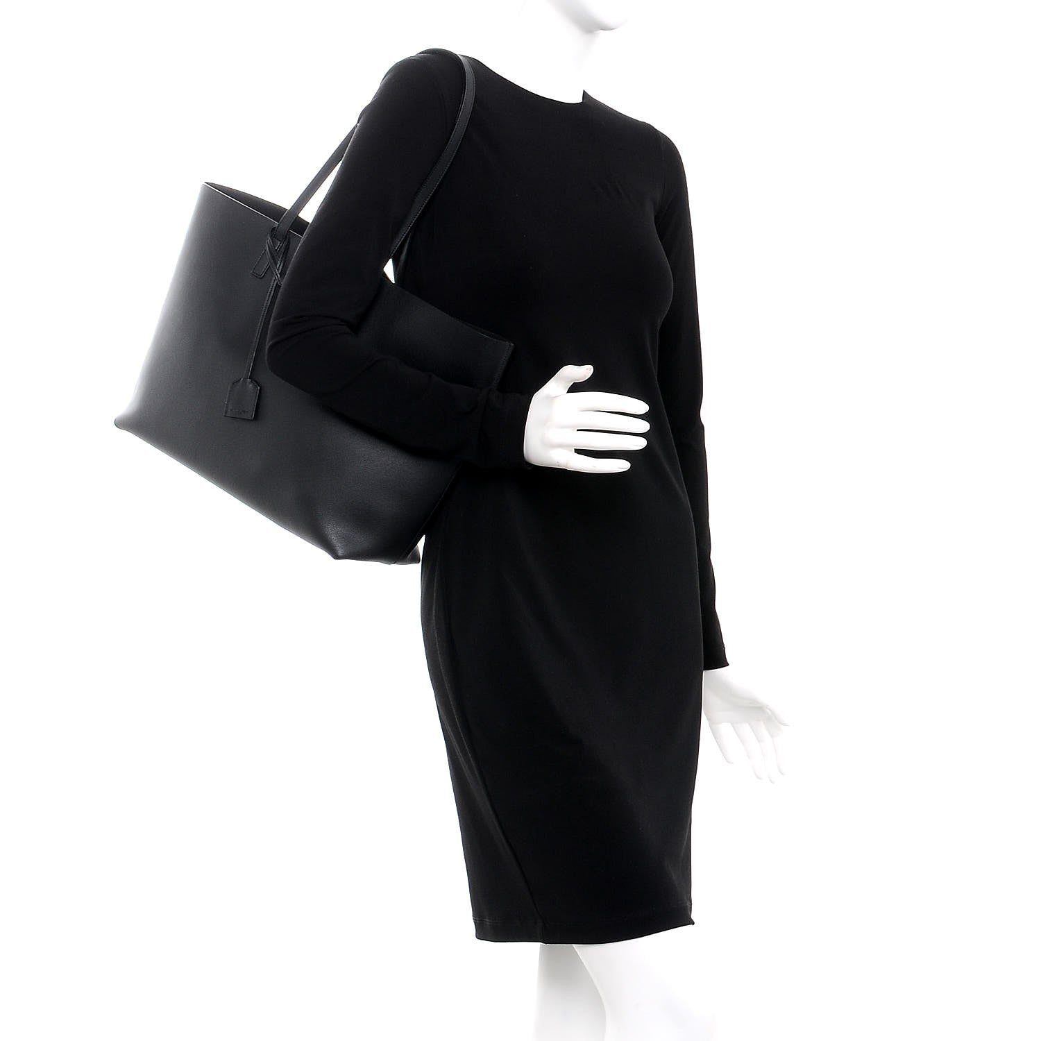 Saint Laurent Calfskin Large Shopping Tote Black 2 of 8