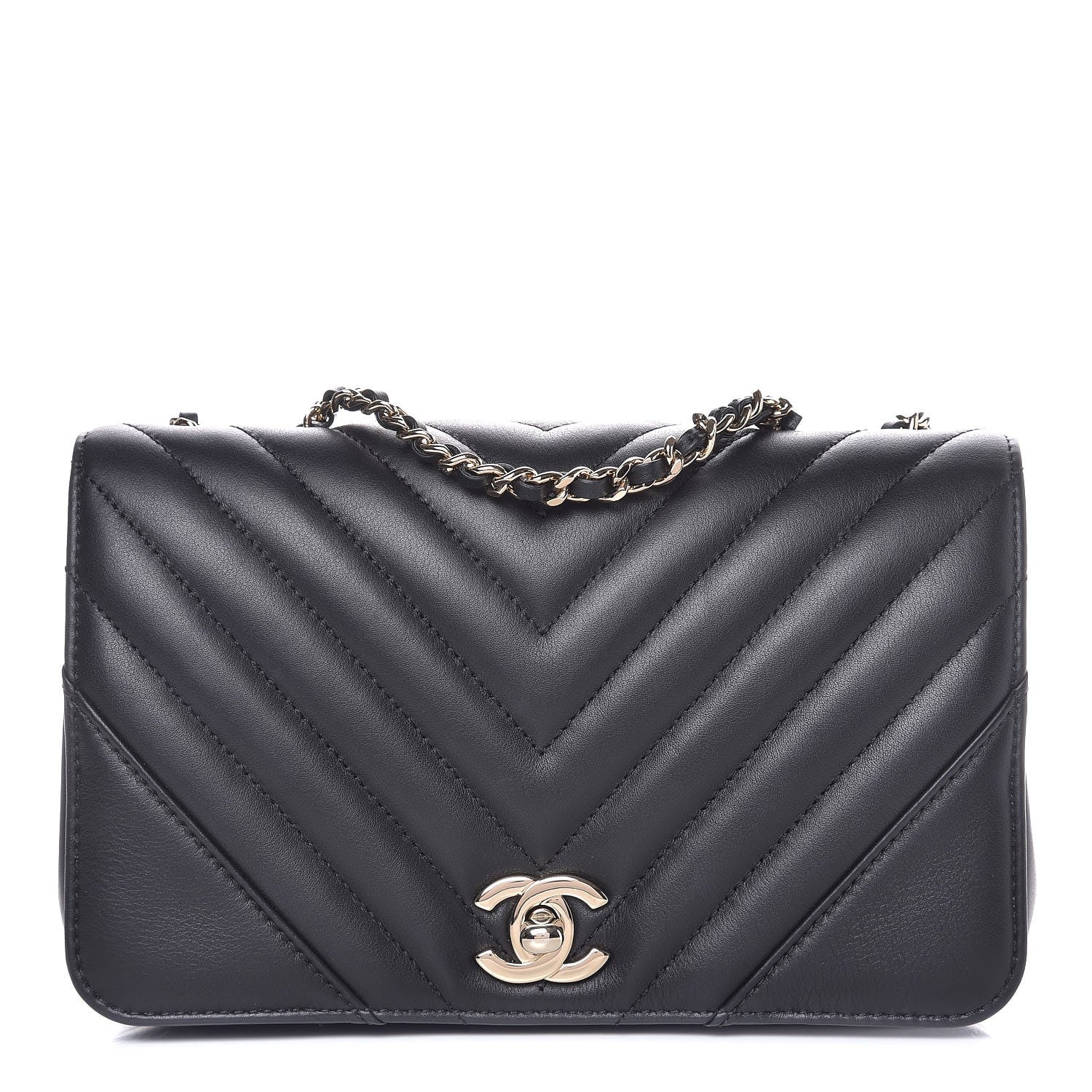 Chanel Calfskin Chevron Quilted Mini Statement Flap Black 1 of 8