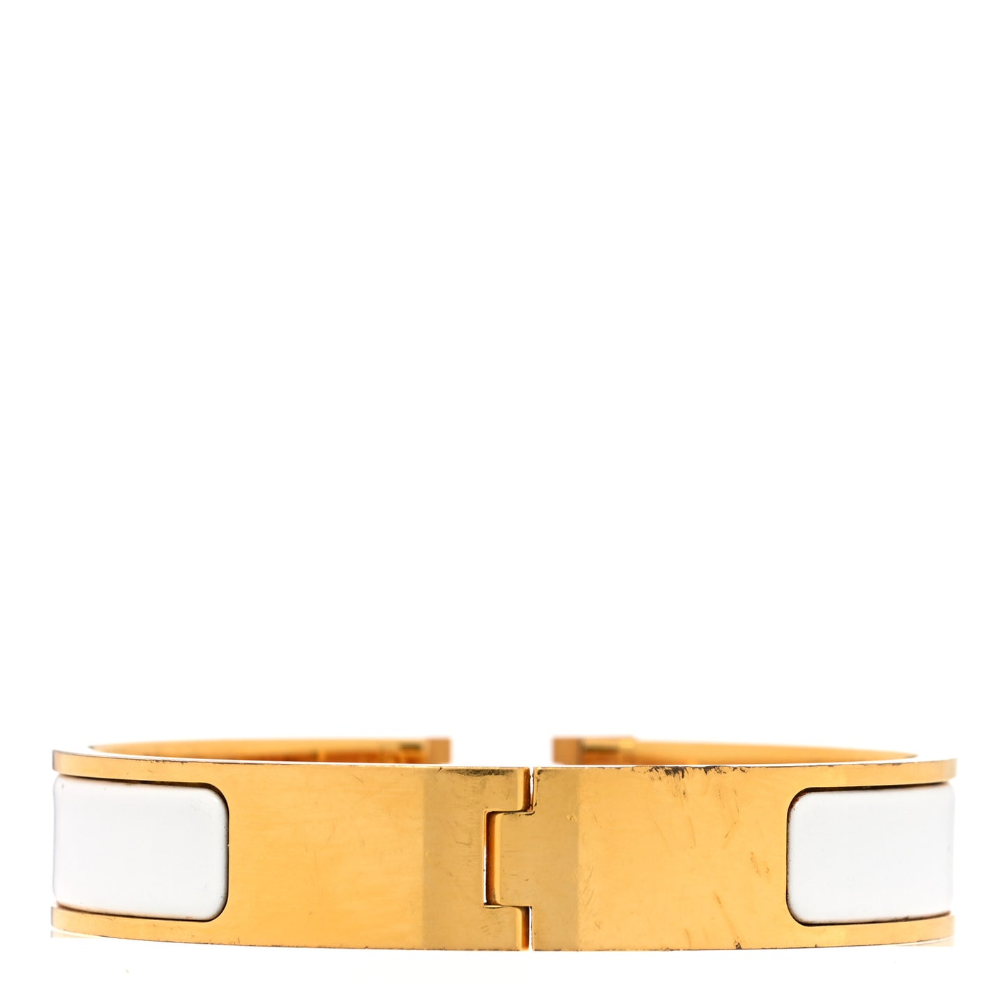 Enamel Narrow Clic Clac H Bracelet PM White