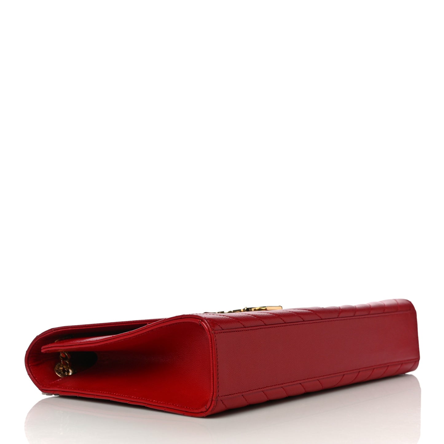 Grain De Poudre Matelasse Chevron Large Monogram Satchel Lipstick Red