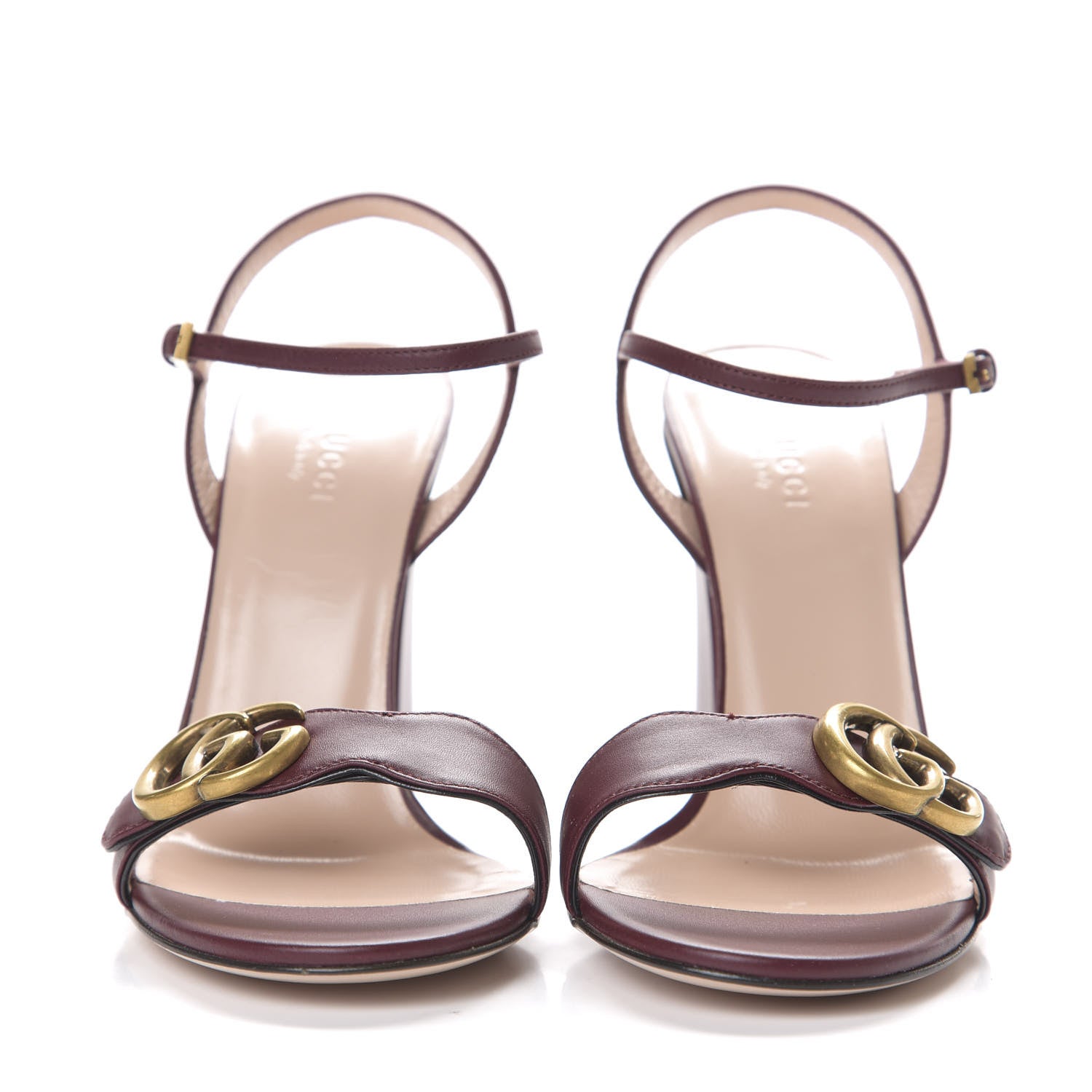 Gucci Lifford Calfskin GG Marmont Ankle Wrap 105mm Sandals 38.5 Vintage Bordeaux 3 of 8