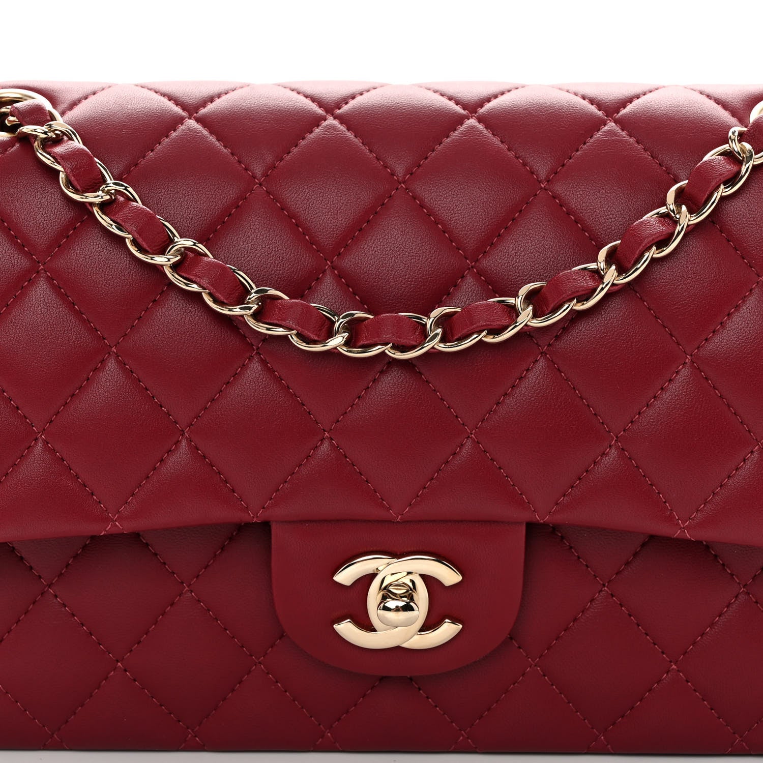 Chanel Lambskin Quilted Medium Double Flap Burgundy 8 of 10