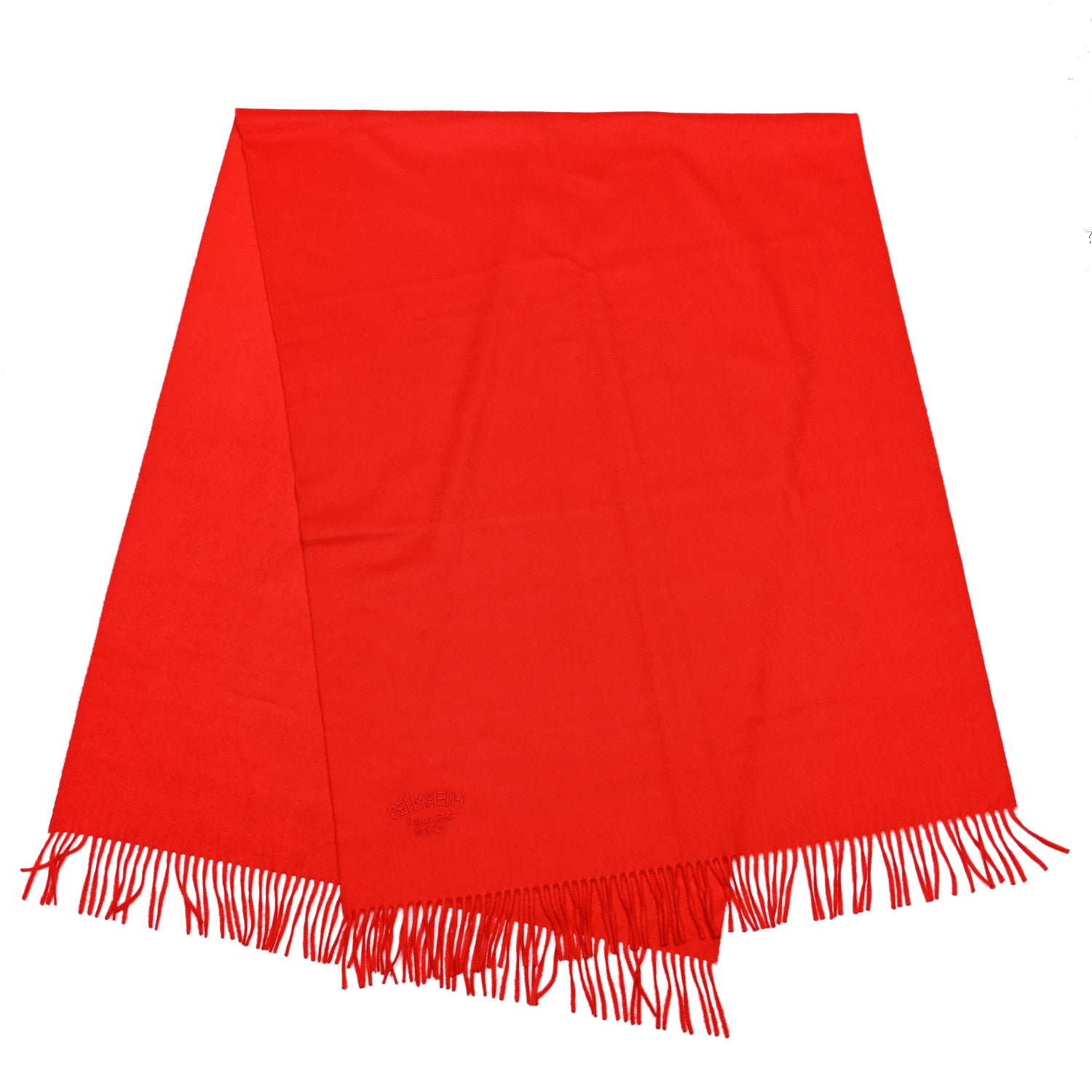 Hermes Cashmere Fringe Scarf Red 2 of 3