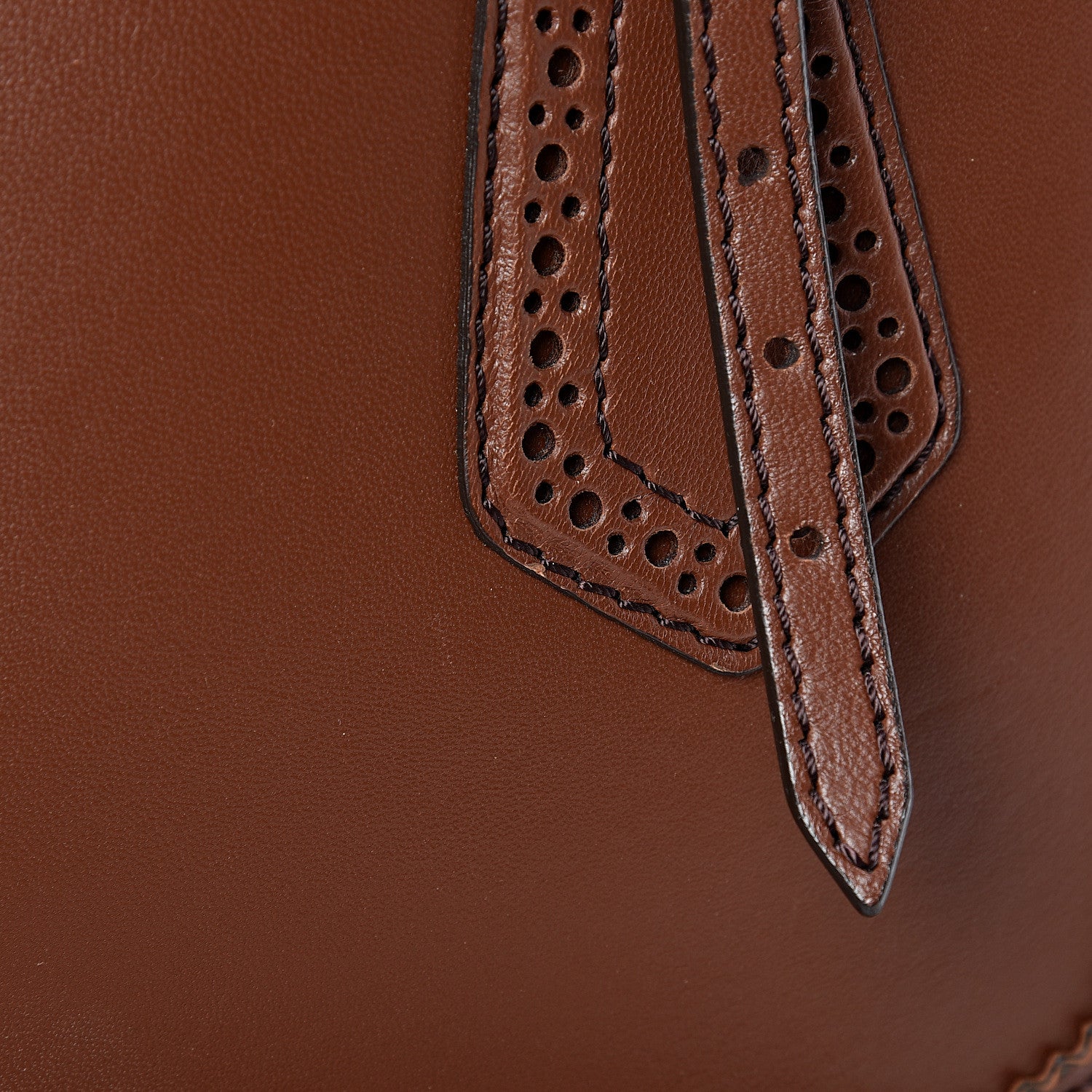 Burberry Bridle Calfskin Broguing Small Orchard Bowling Bag Dark Tan 13 of 13