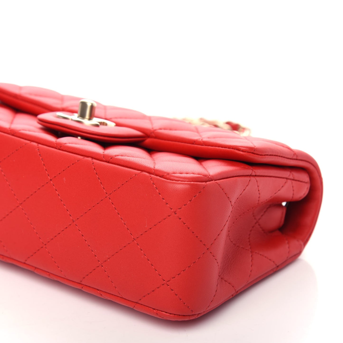 Lambskin Quilted Mini Rectangular Flap Red