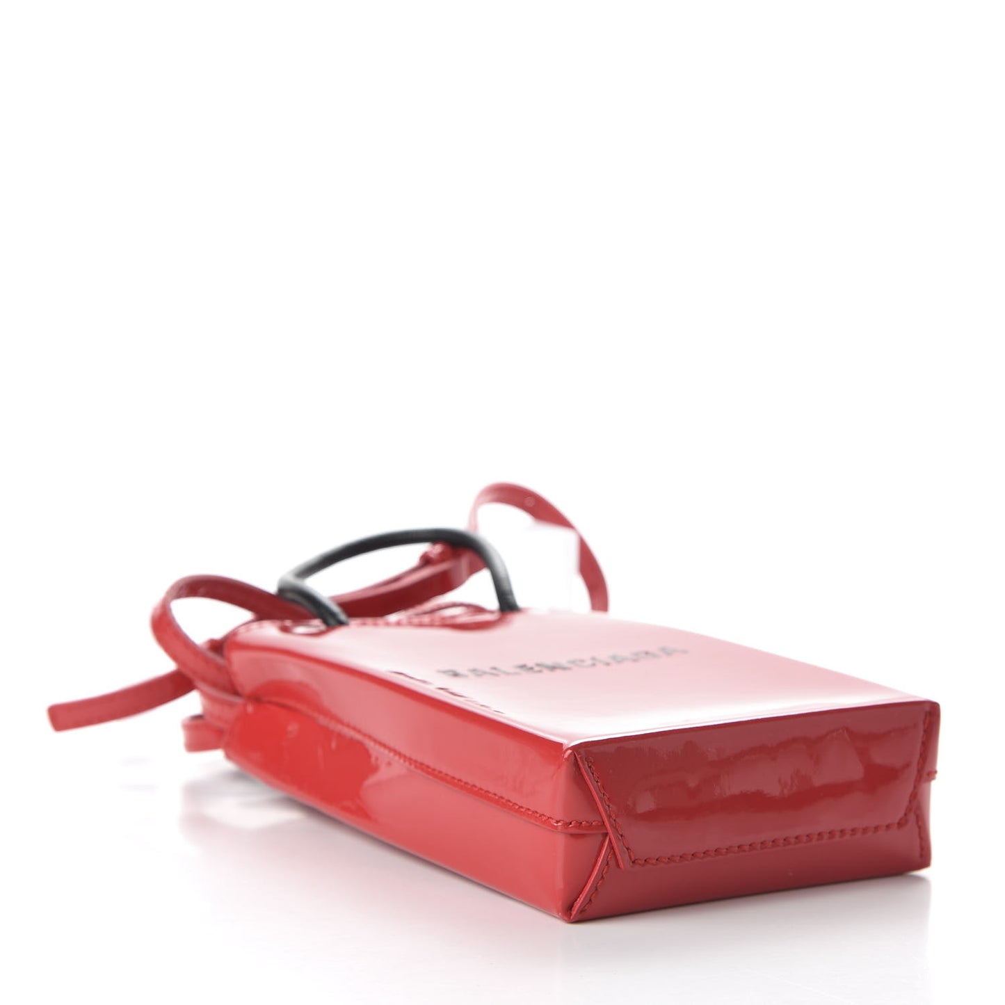 Patent Calfskin Logo Shopping Phone Holder Bag Bright Red