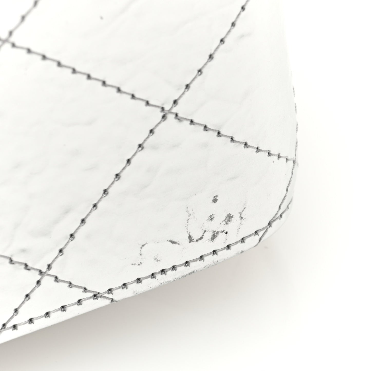 Hammered Metallic Calfskin Quilted Small Double Flap Silver
