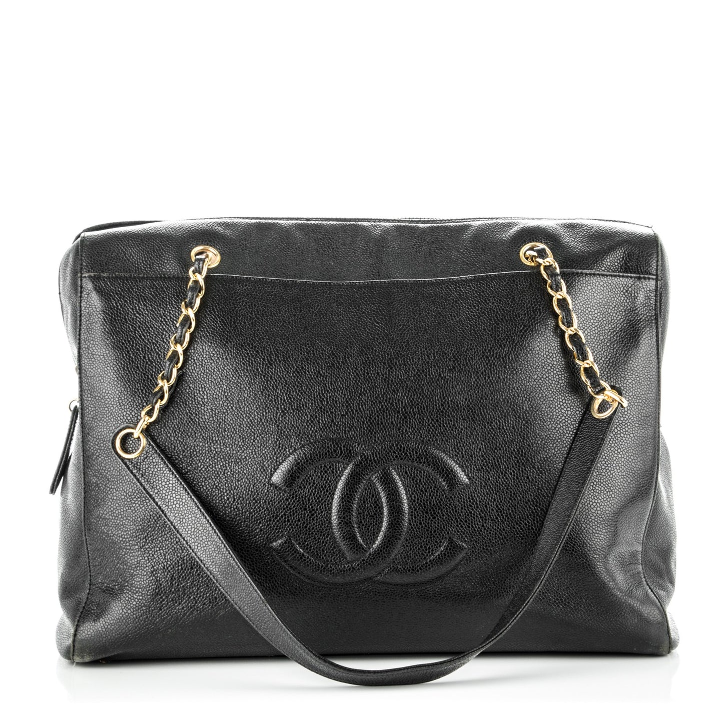 Caviar Large CC Shoulder Bag Black