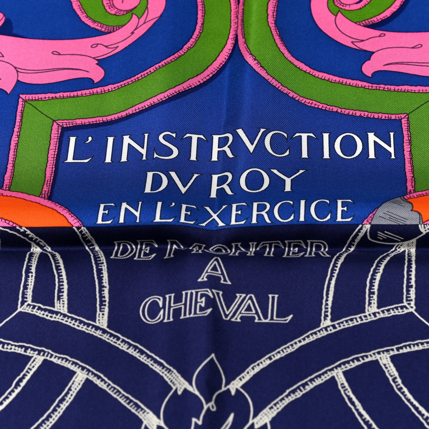 Silk L'Instruction Du Roy Scarf 90 Indigo Rose