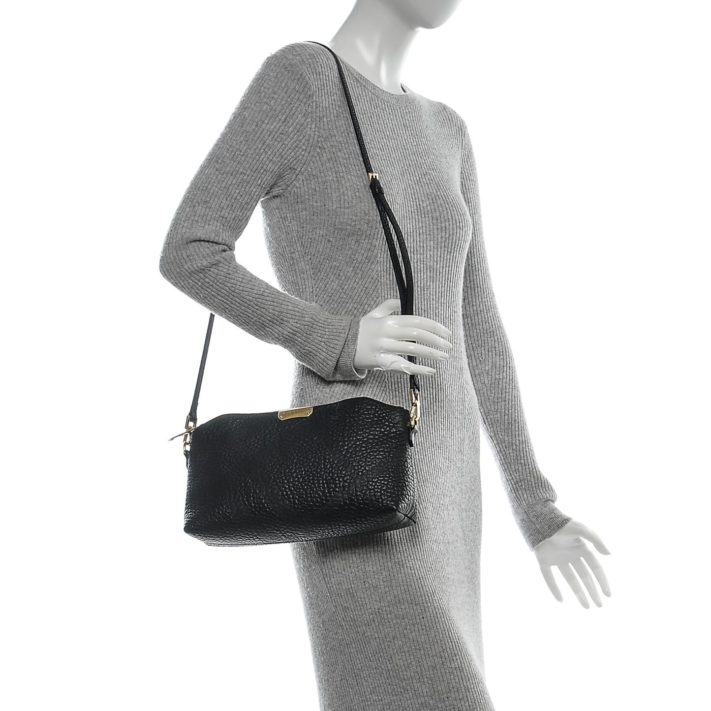 Signature Grain Calfskin Check Embossed Small Chichester Crossbody Clutch Bag Black