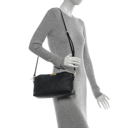 Burberry Signature Grain Calfskin Check Embossed Small Chichester Crossbody Clutch Bag Black 2 of 7