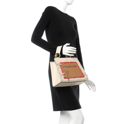 Fendi Vitello Century F is Fendi Whipstitch Bi-Color Small Runaway Satchel Camelia Orzo Multicolor 3 of 9