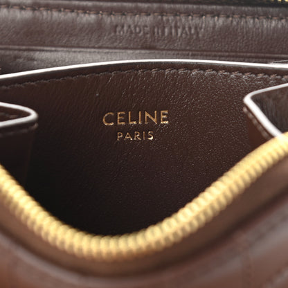 Celine Lambskin Quilted C Charm Zip Around Wallet Brown 6 of 7
