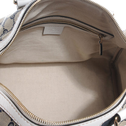 Gucci Monogram Selleria Calfskin Vintage Web Medium Boston Beige Blue Mystic White 7 of 10