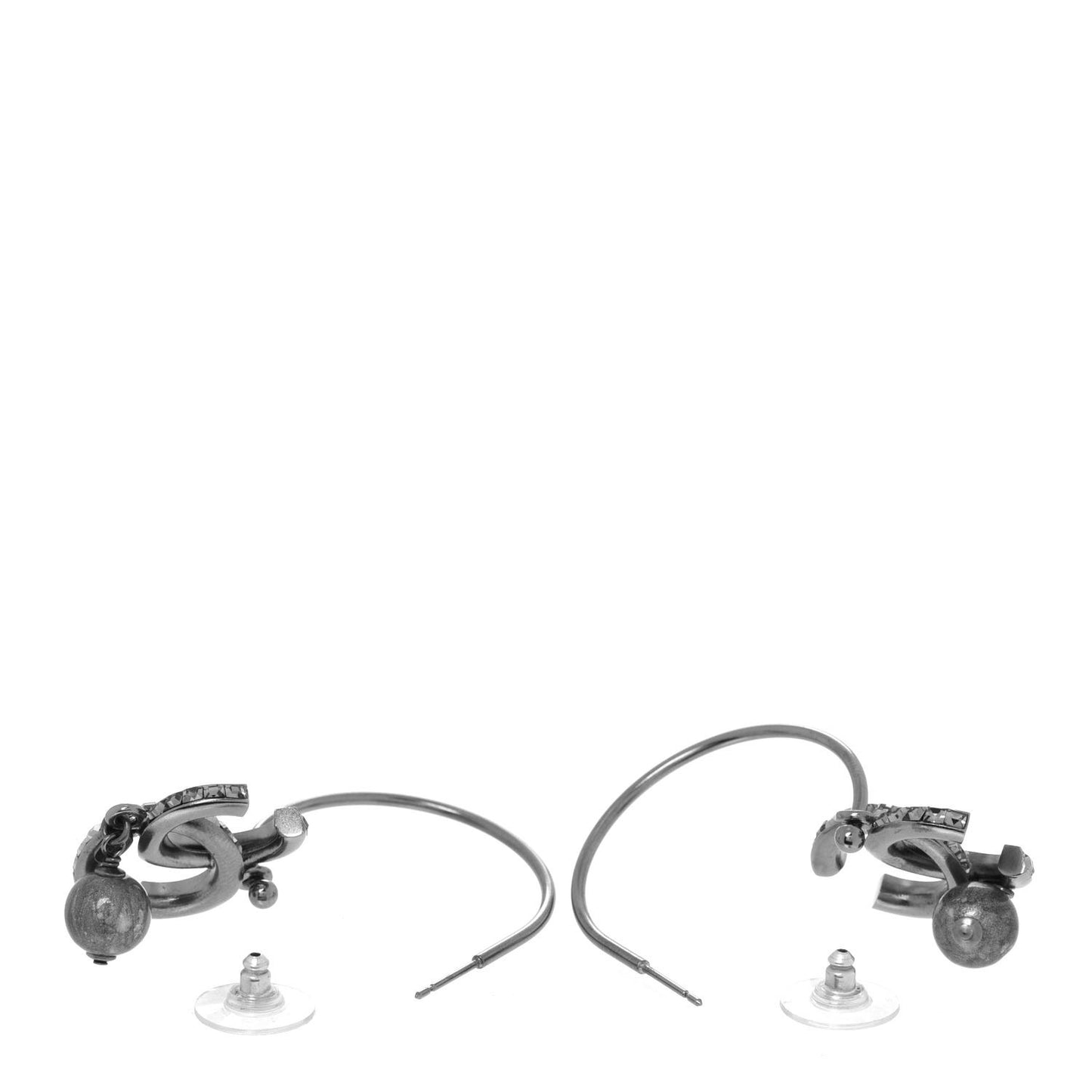 Ruthenium Crystal CC Hoop Drop Earrings
