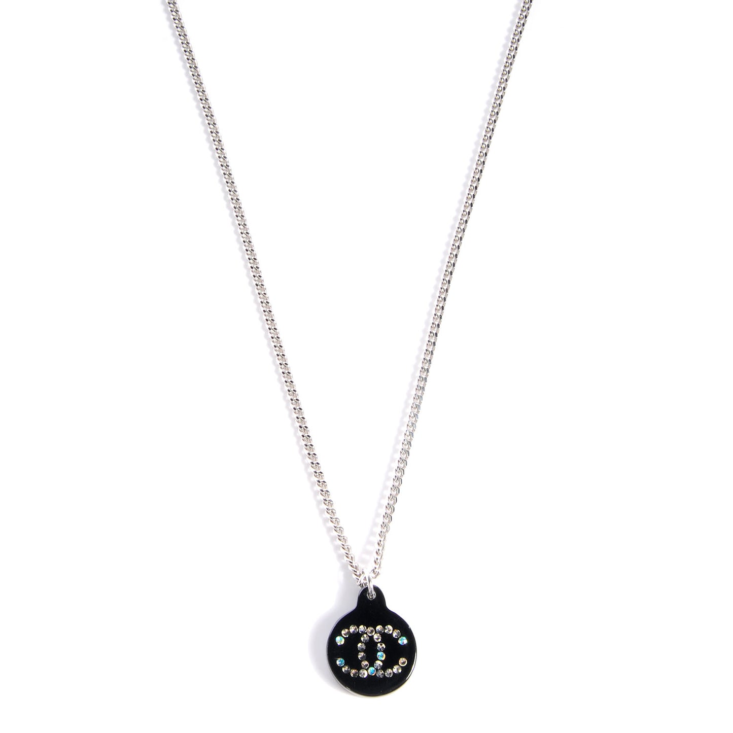 Resin Crystal CC Necklace Black
