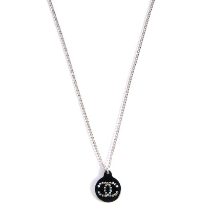 Chanel Resin Crystal CC Necklace Black 1 of 6