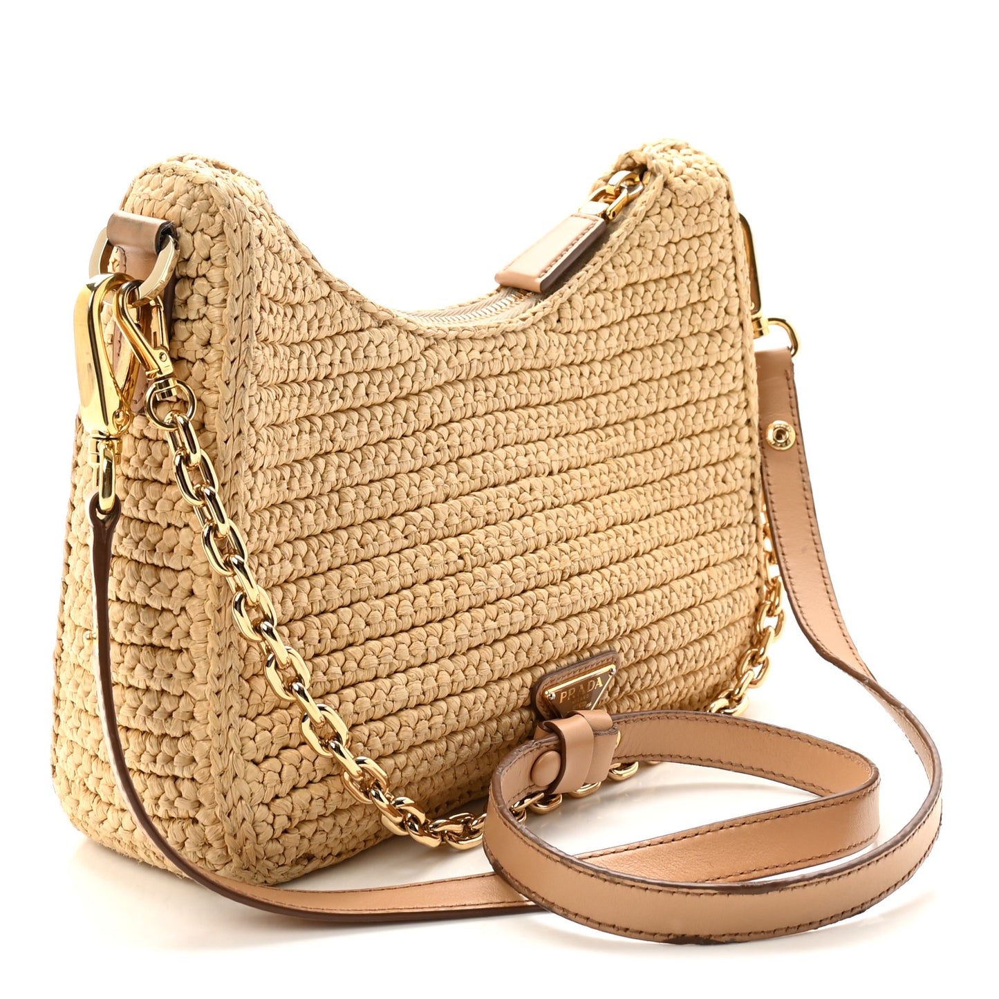 Yarn Raffia Effect Crochet Mini Re-Edition 2000 Shoulder Bag Naturale