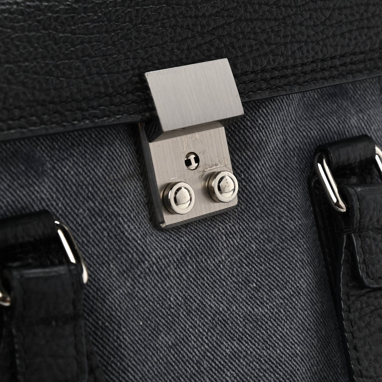 Textured Calfskin Denim Medium Pashli Satchel Black