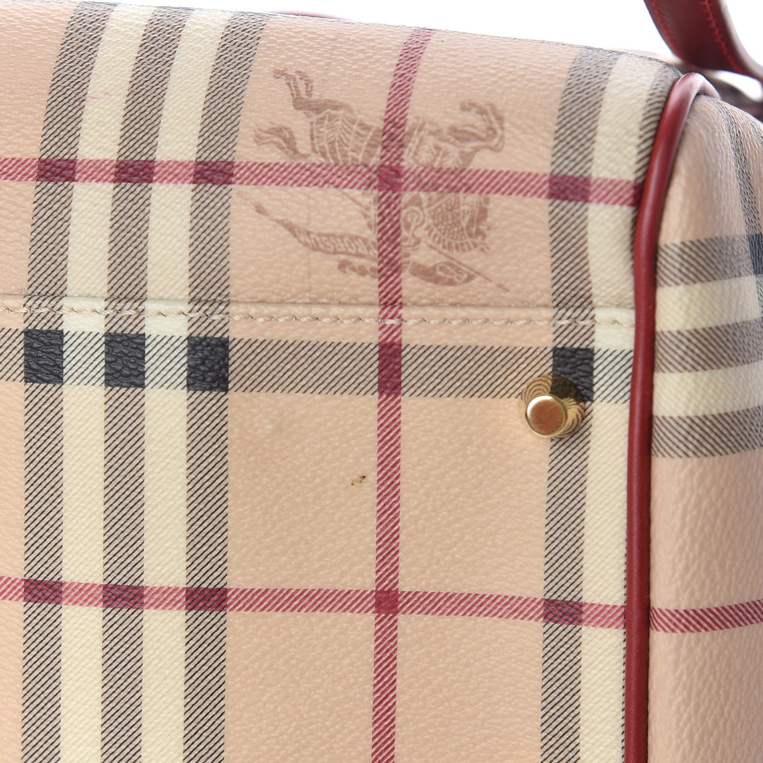 Burberry Haymarket Check Small Canterbury Tote Coral Red 11 of 12