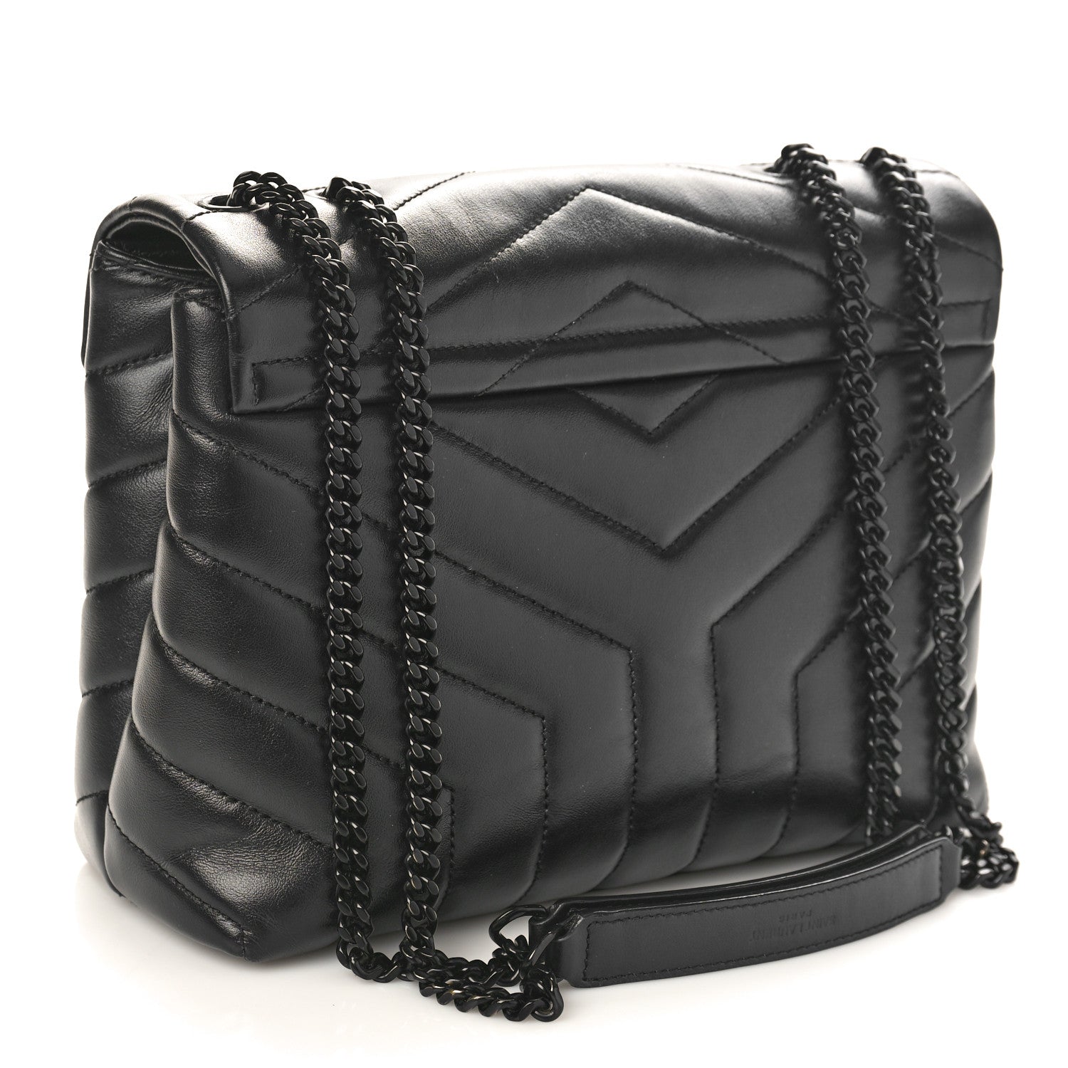 Saint Laurent Calfskin Y Quilted Monogram Monochrome Small Loulou Chain Satchel Black 3 of 8