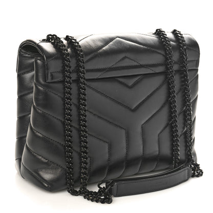 Saint Laurent Calfskin Y Quilted Monogram Monochrome Small Loulou Chain Satchel Black 3 of 8