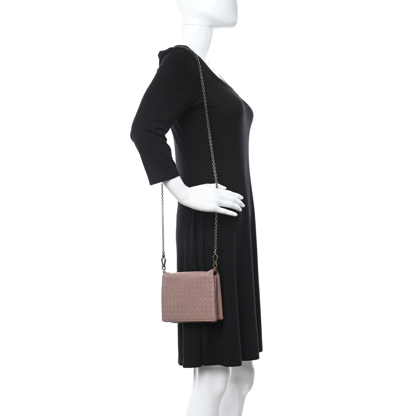 Nappa Intrecciato Chain Wallet Deco Rose
