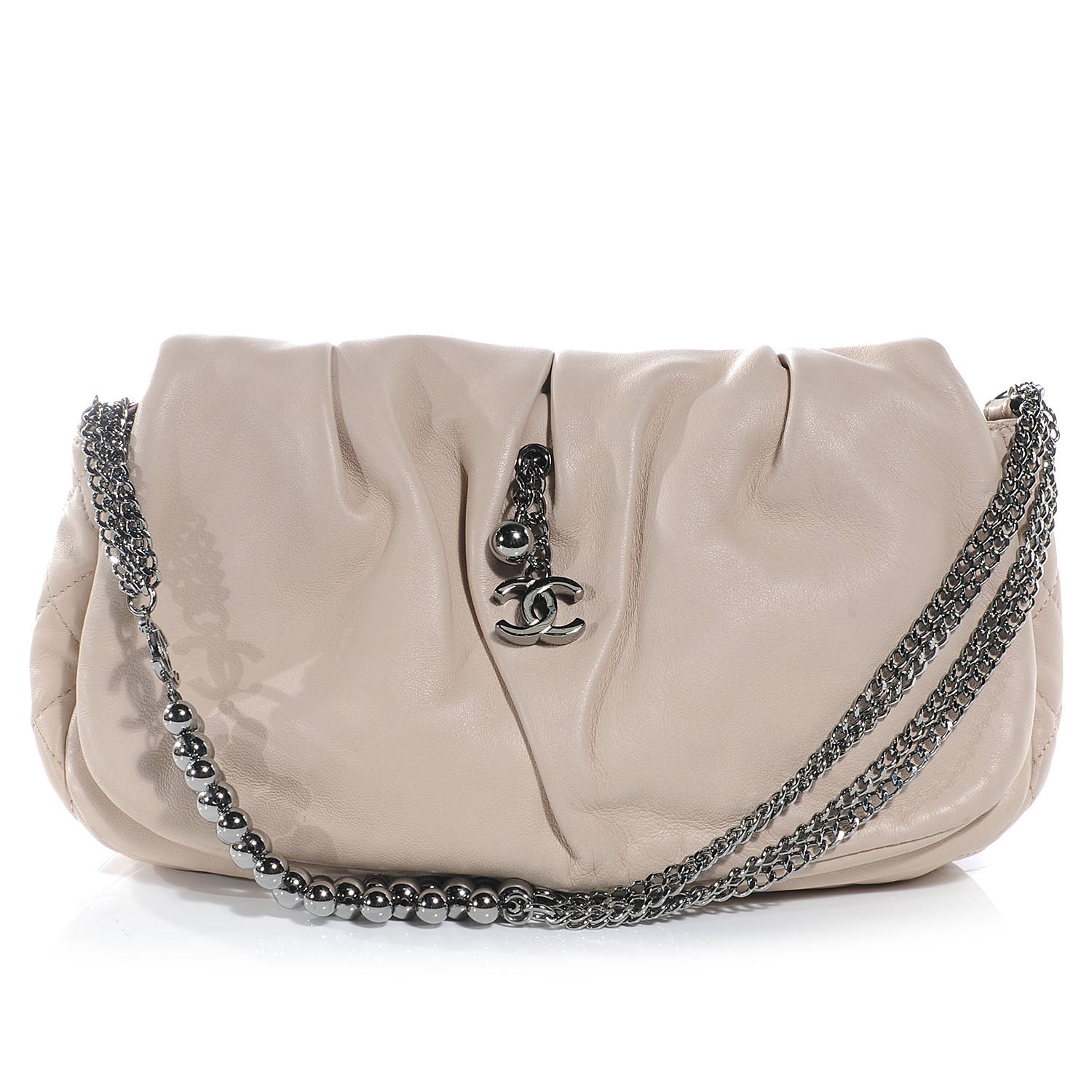 Chanel Lambskin Pleated Flap Bag Beige 1 of 7