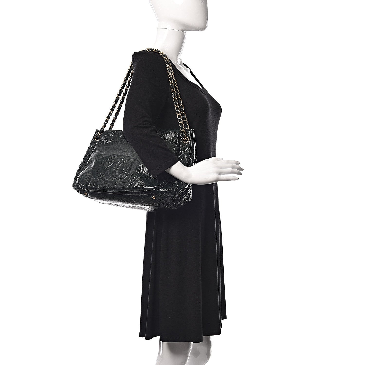 Chanel Vinyl Rock and Chain XL Flap Dark Green 2 of 13