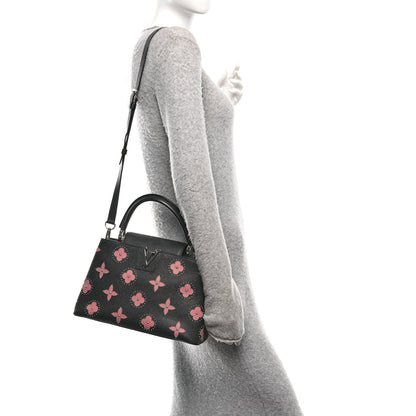 Louis Vuitton Taurillon Flowers Capucines PM Black 2 of 9