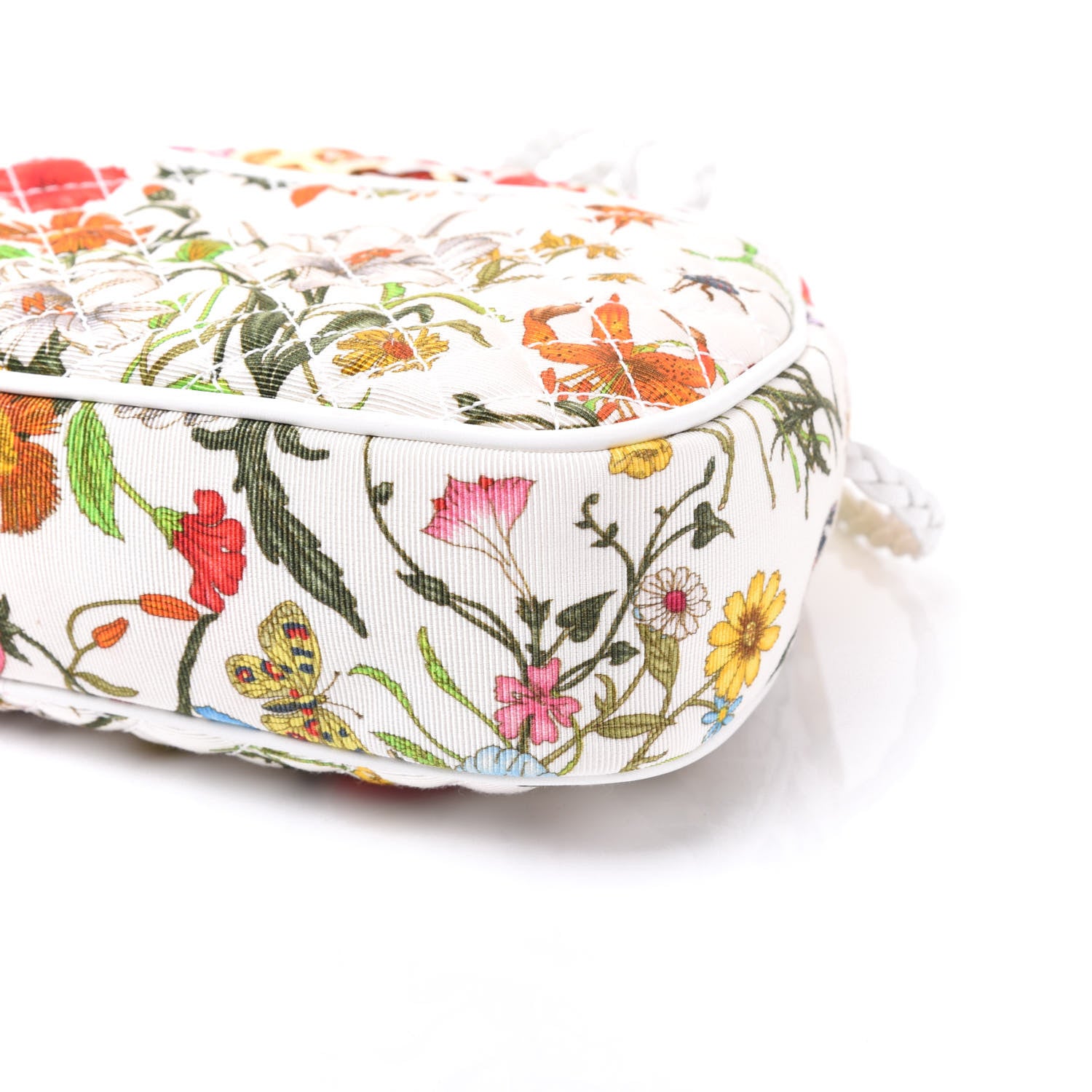 Gucci Canvas Flora Floral Trapuntata Small Zumi Dome Shoulder Bag White 6 of 10