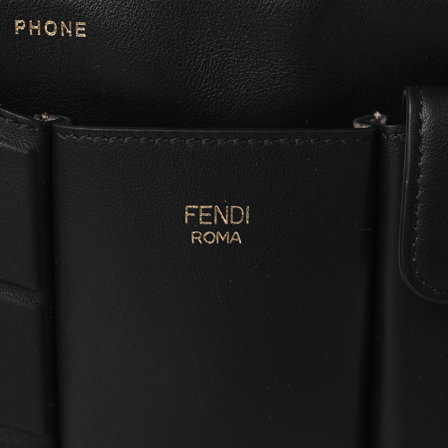 Fendi Vitello Grace Matte 3 Pocket Belt Pouch Black Soft Gold 6 of 8