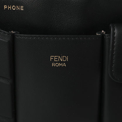 Fendi Vitello Grace Matte 3 Pocket Belt Pouch Black Soft Gold 6 of 8