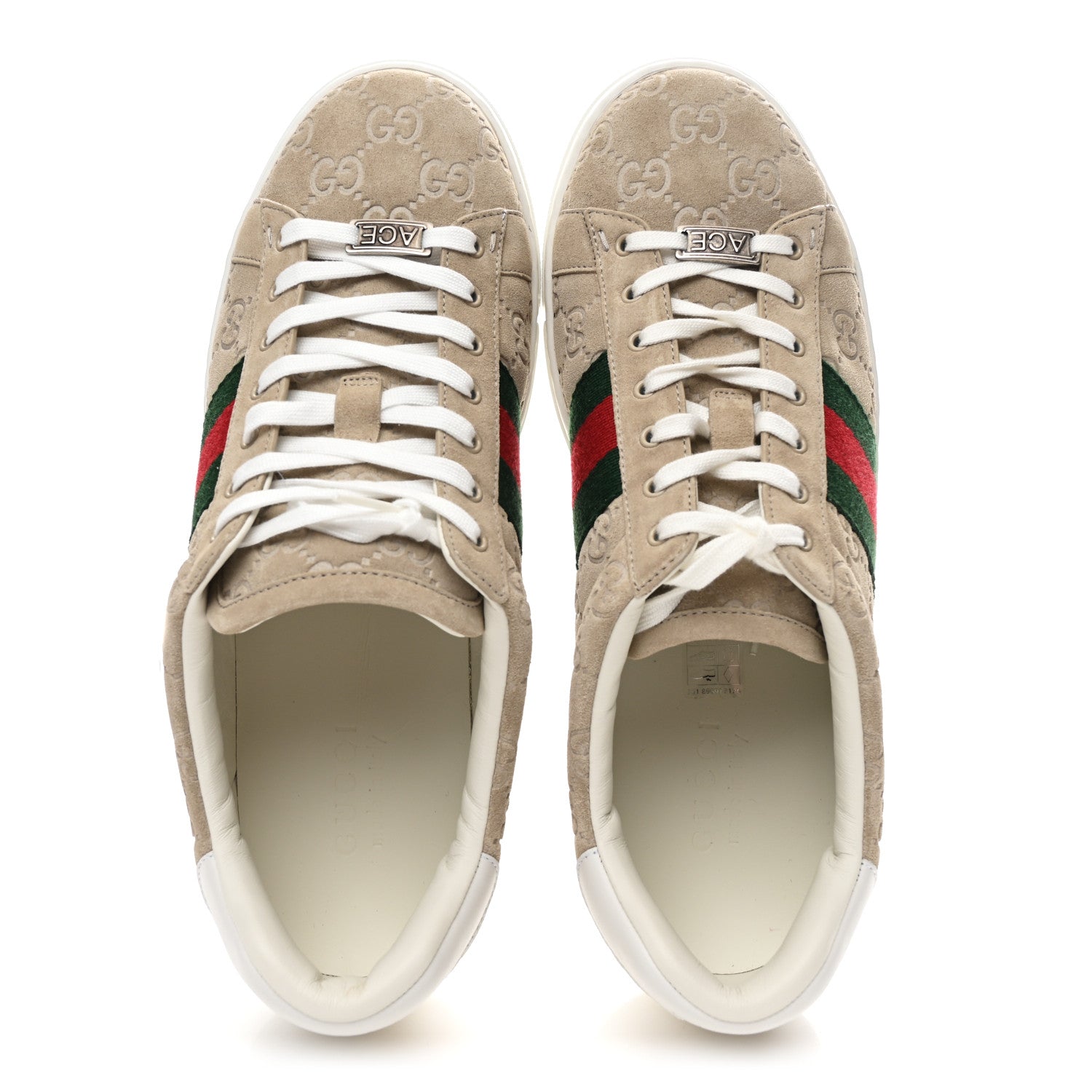 Gucci GG Suede Monogram Web Mens Sneakers 9 Oatmeal Mystic White 2 of 10