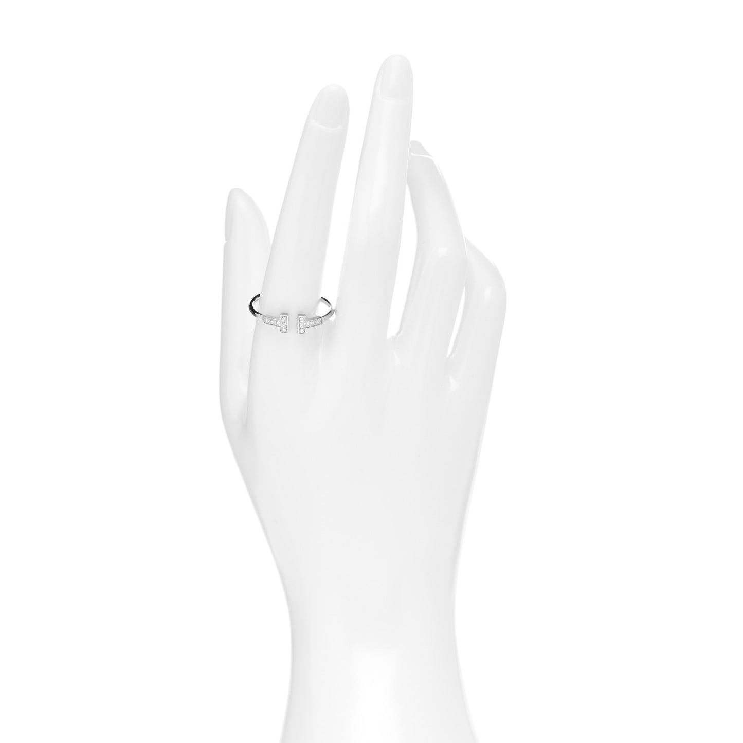 18K White Gold Diamond T Wire Ring 62 10