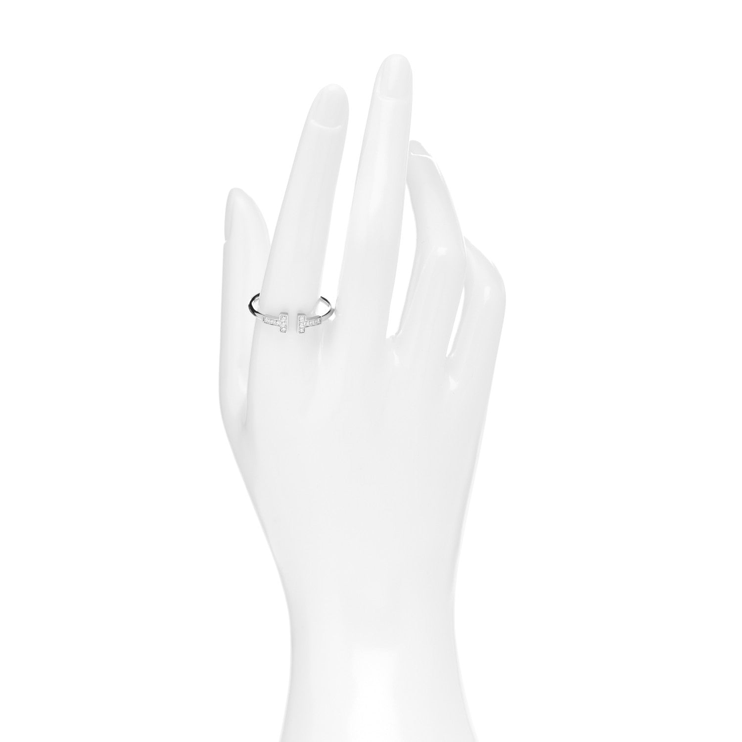 Tiffany 18K White Gold Diamond T Wire Ring 62 10 2 of 6