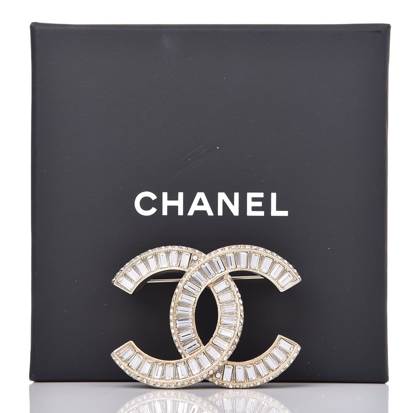 Baguette Crystal CC Brooch Light Gold