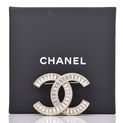 Chanel Baguette Crystal CC Brooch Light Gold 5 of 5