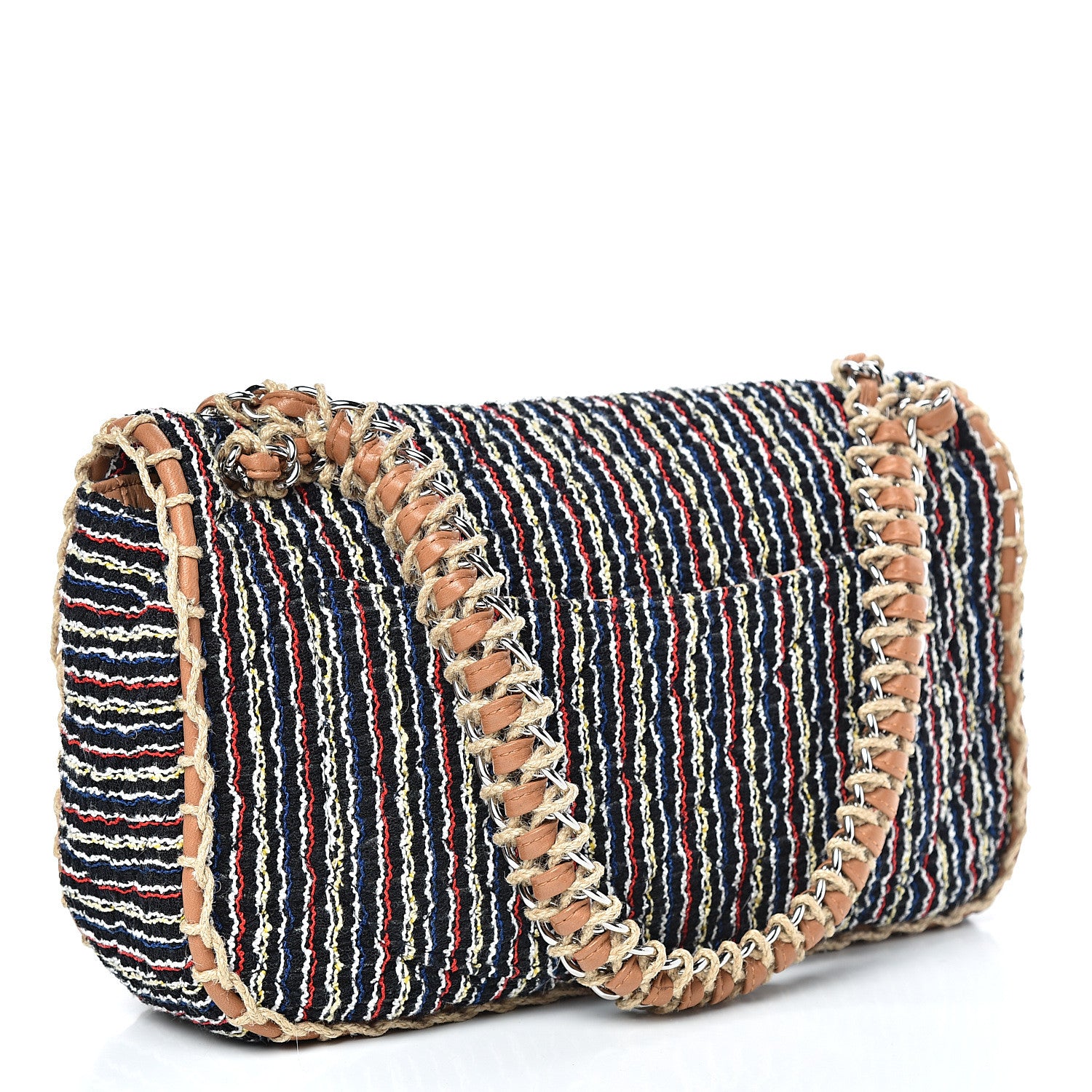 Chanel Tweed Woven Single Flap Brown Multicolor 3 of 10