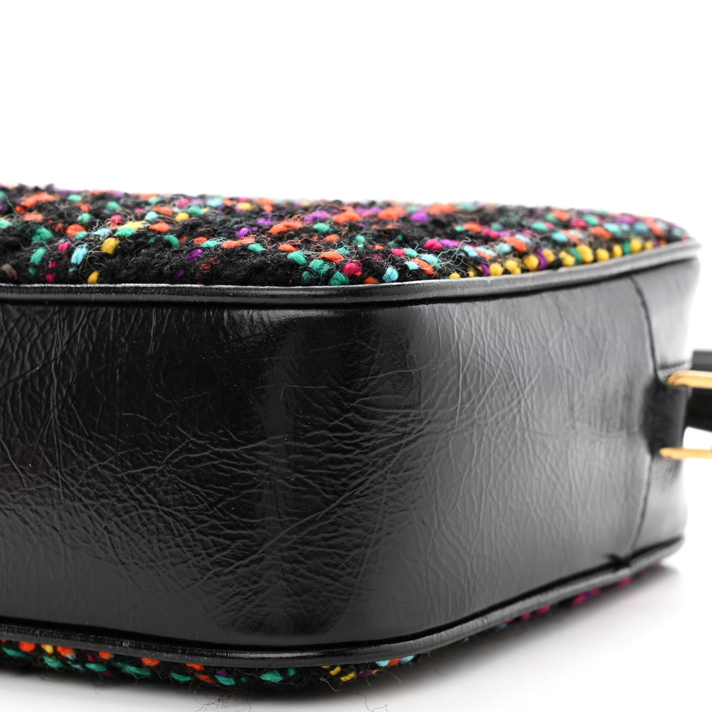 Tweed Calfskin Monogram Lou Camera Bag Black