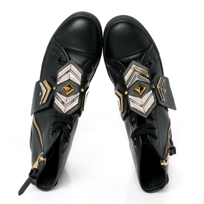 Louis Vuitton Calfskin Punchy Karakoram Sneaker Boots 37.5 Black 5 of 9