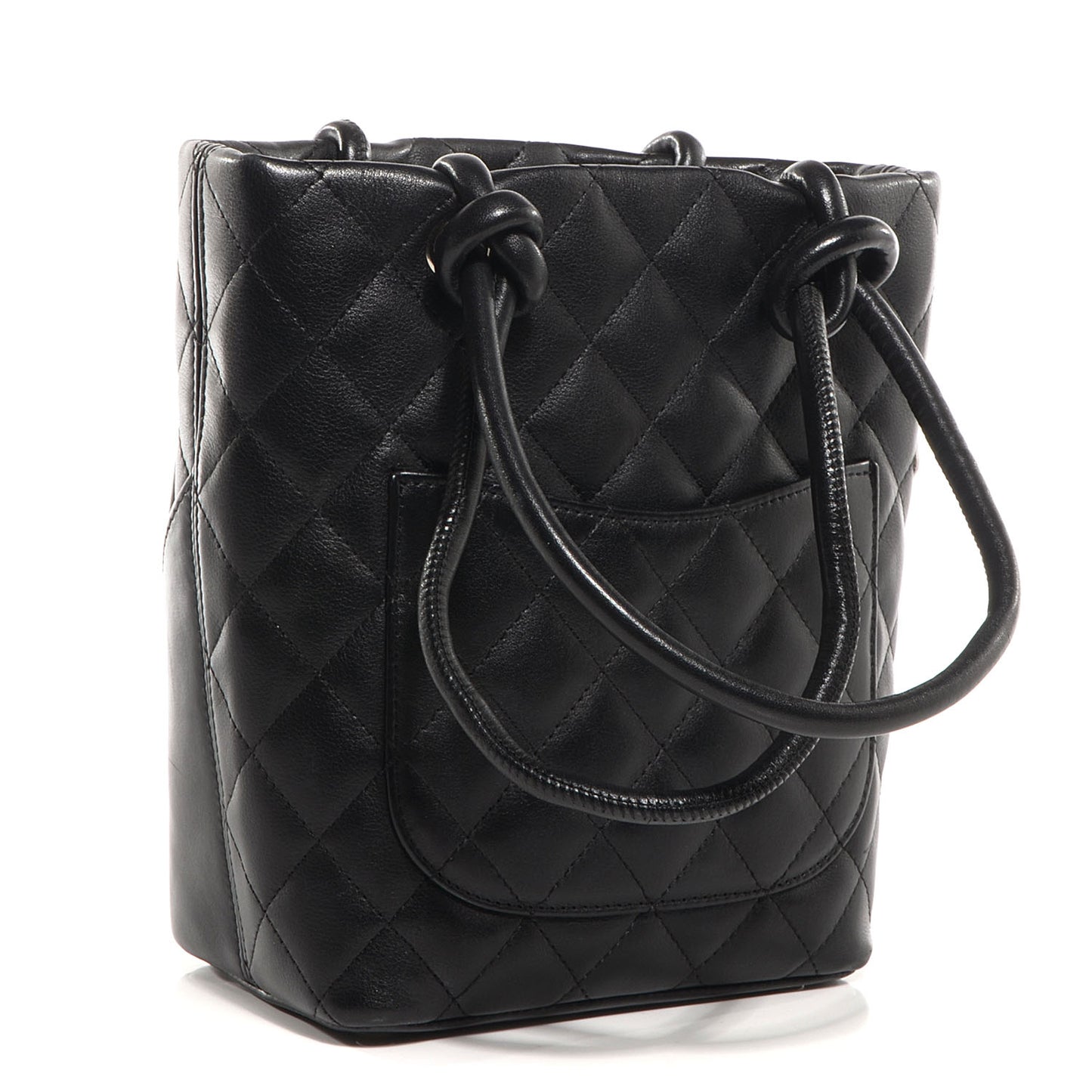 Calfskin Quilted Small Cambon Tote Black White