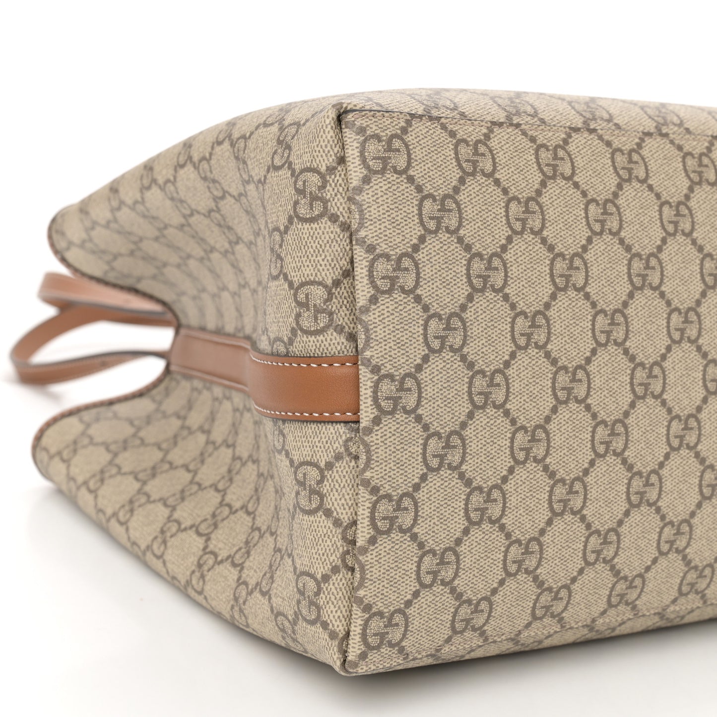 GG Supreme Monogram Emblem Medium Tote Bag Beige Dark Brown