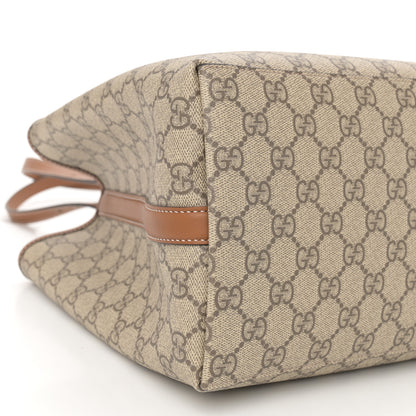 Gucci GG Supreme Monogram Emblem Medium Tote Bag Beige Dark Brown 9 of 10