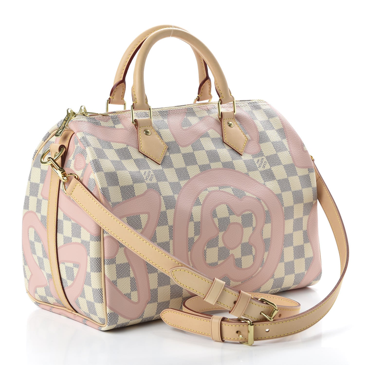 Louis Vuitton Damier Azur Tahitienne Speedy Bandouliere 30 Rose Ballerine 3 of 10