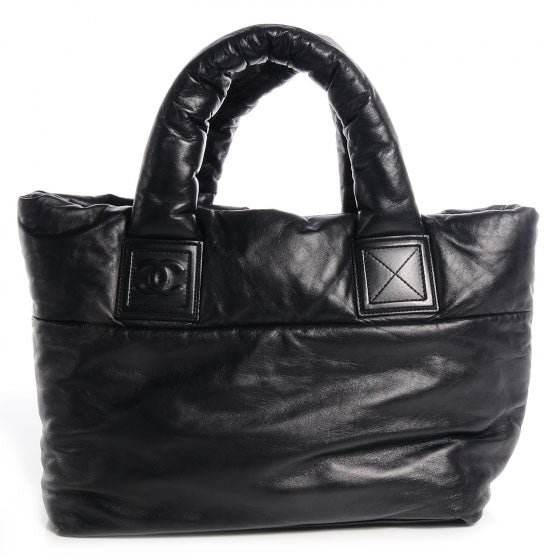Lambskin Quilted Small Coco Cocoon Reversible Tote Black