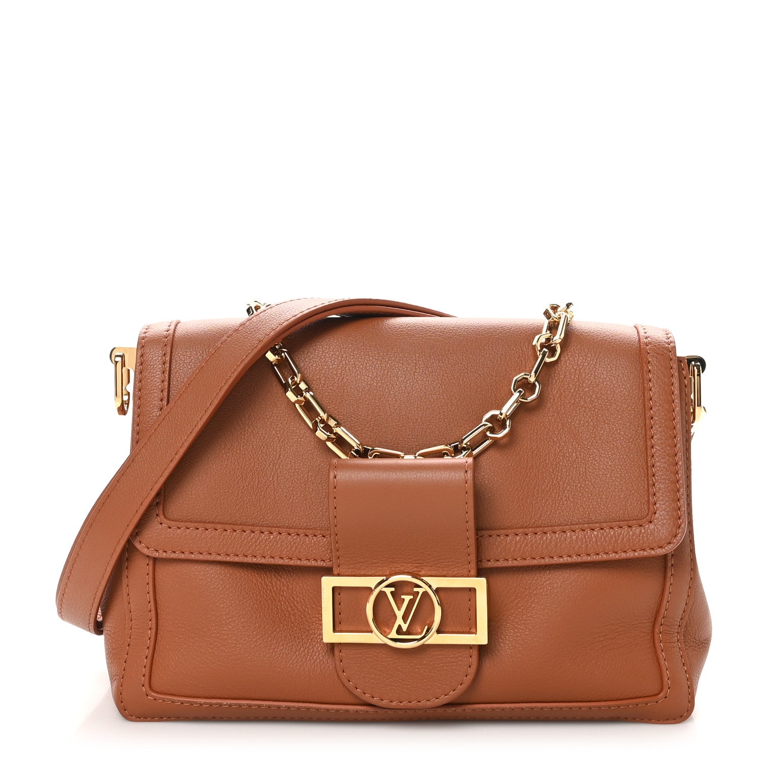 Louis Vuitton Smooth Calfskin Soft Dauphine MM Cognac 1 of 9