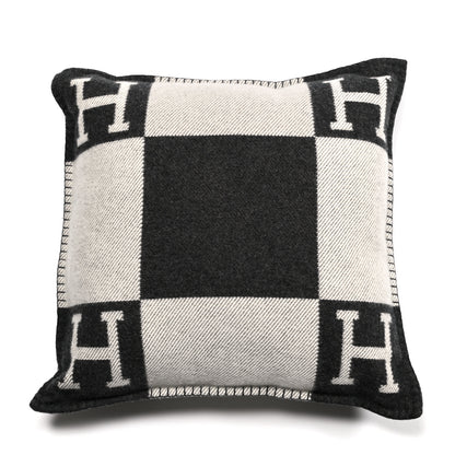 Hermes Wool Cashmere Avalon Pillow PM Ecru Gris Fonce 1 of 3